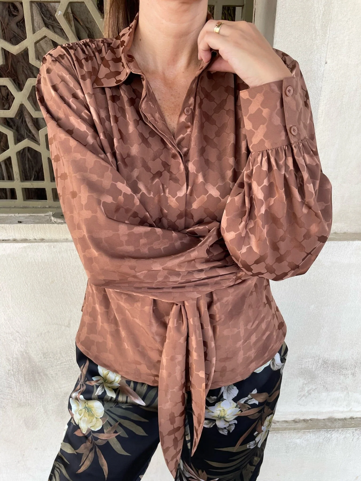 Karmamia - Lee Shirt - Camel Keffiyeh Jacquard - Image 5
