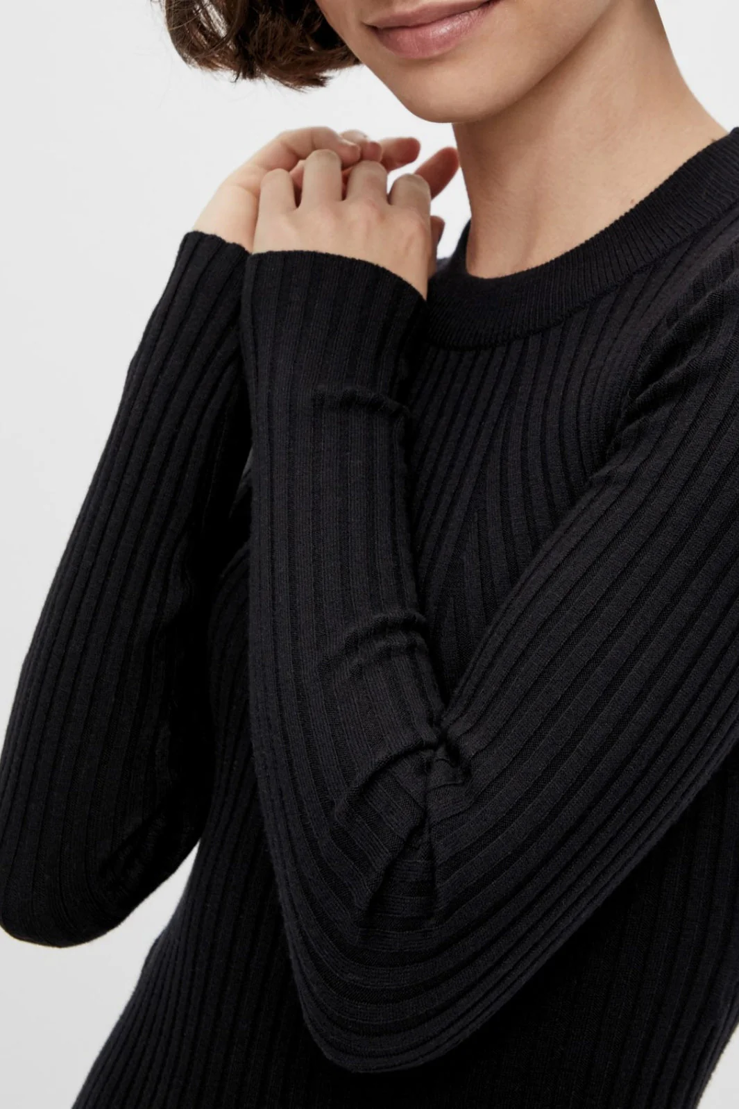 Pieces - PcCrista LS O-Neck Knit Dress - Black - Image 5